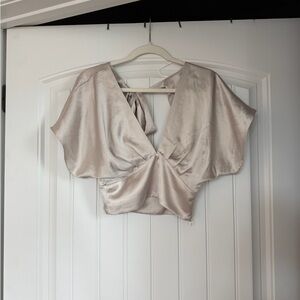 zara cream satin top